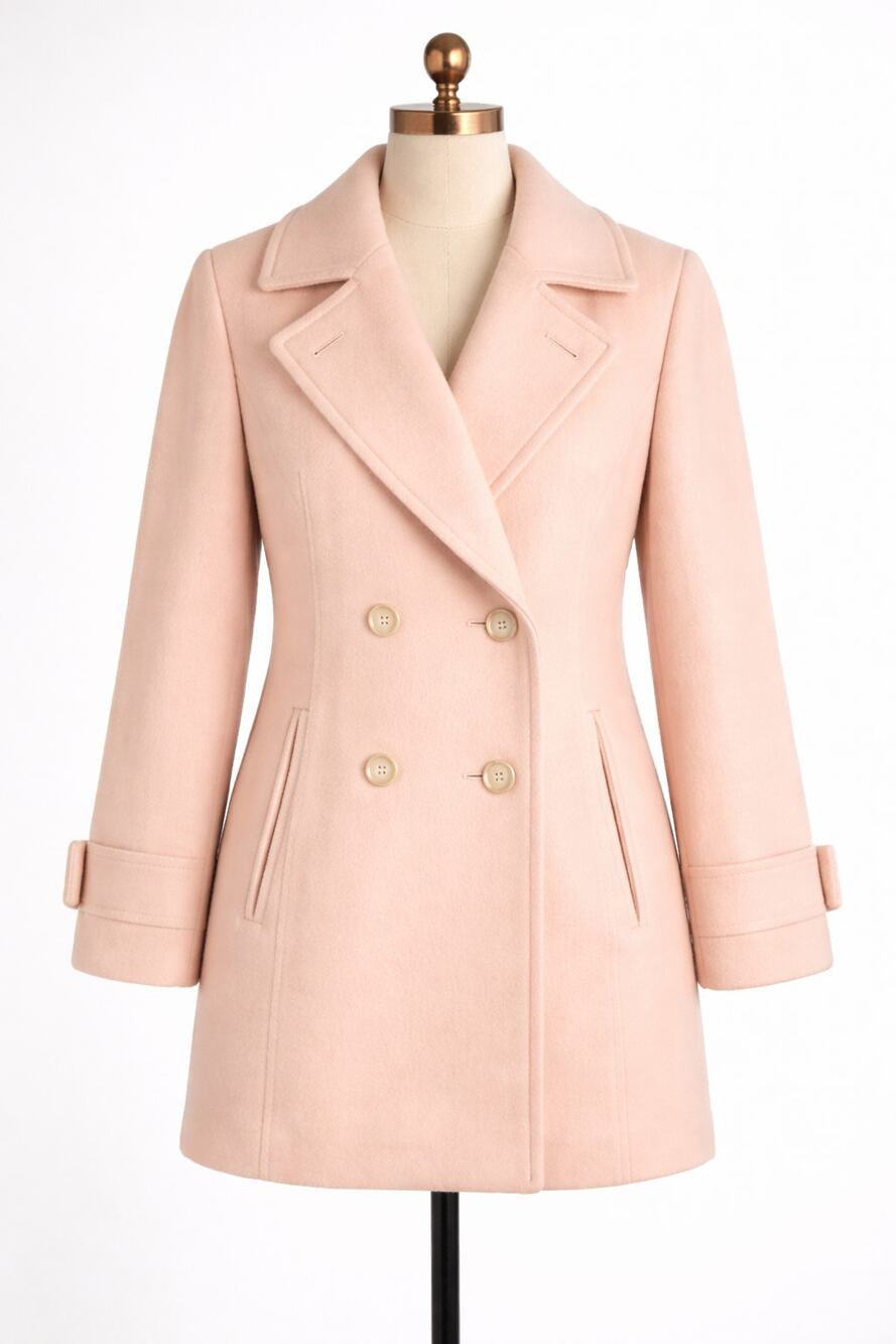 Vintage Pink Wool Pea Coat Light Pink Anne Klein